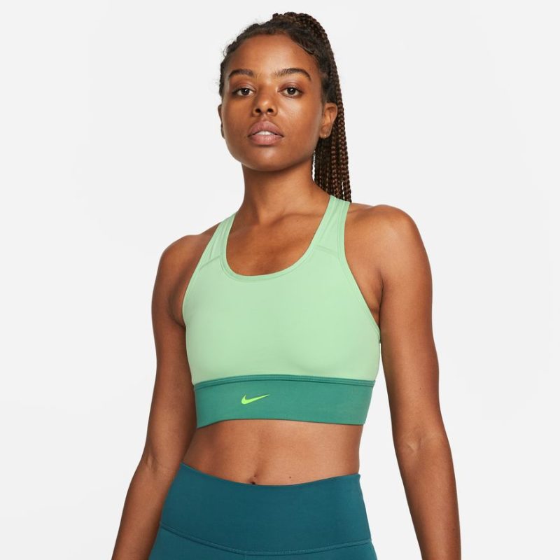 NIKE WOMEN'S LONG LINE BRA CLEARANCE 308 ENAMEL GREEN/BICOASTAL