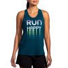 BROOKS WOMEN'S DISTANCE TANK 3.0 - 402 OCEAN DRIVE/RUN HAPPY XS