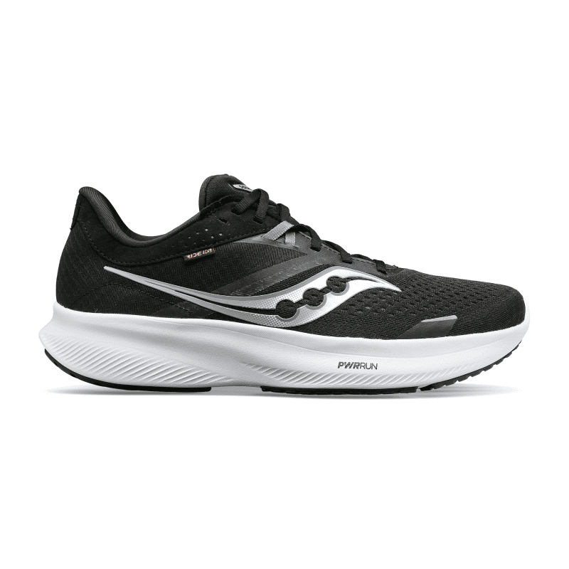 SAUCONY MEN'S RIDE 16 - D - 05 BLACK/WHITE 7.0