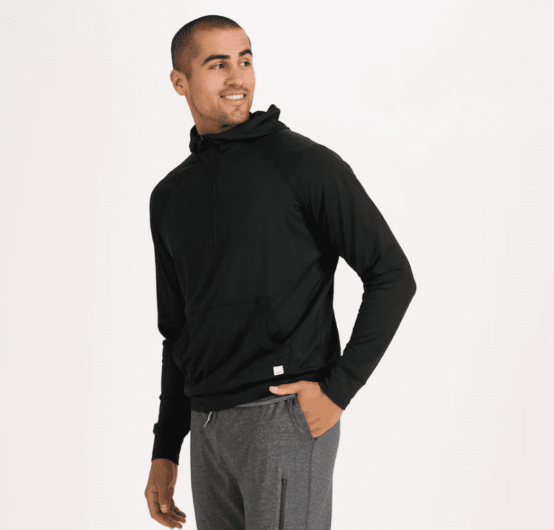 VUORI MEN'S PONTO PERFORMANCE 1/2 ZIP HOODIE HBK BLACK HEATHER