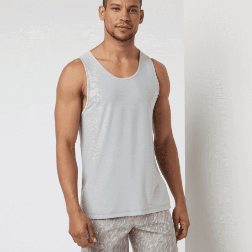 VUORI MEN'S STRATO TECH TANK - HPT PLATINUM HEATHER XS