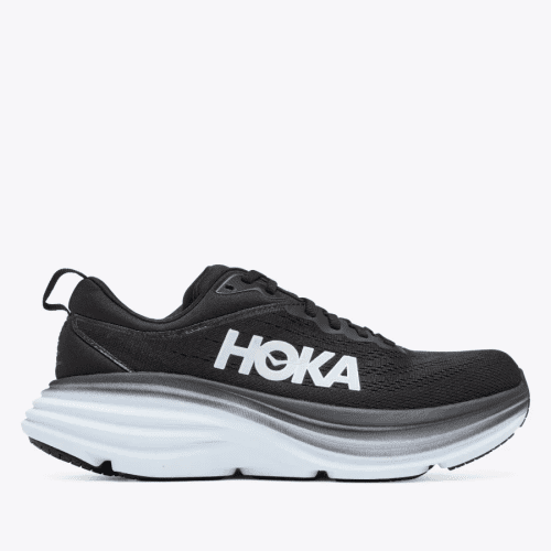 HOKA WOMEN'S BONDI 8 - WIDE D - BWHT BLACK/WHITE 5.0